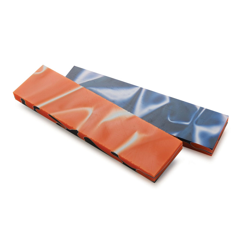 Acrylic Knife Scales - 3/8" x 1-1/2" x 6" - Blue & Orange - Pair